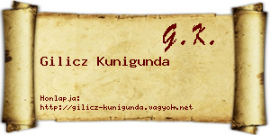 Gilicz Kunigunda névjegykártya